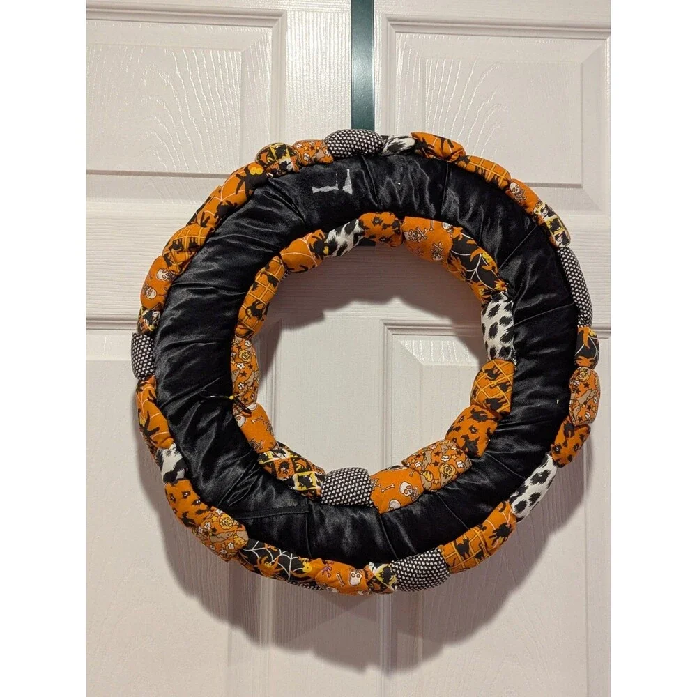Handmade Fabric Spooky Halloween Orange Black 16